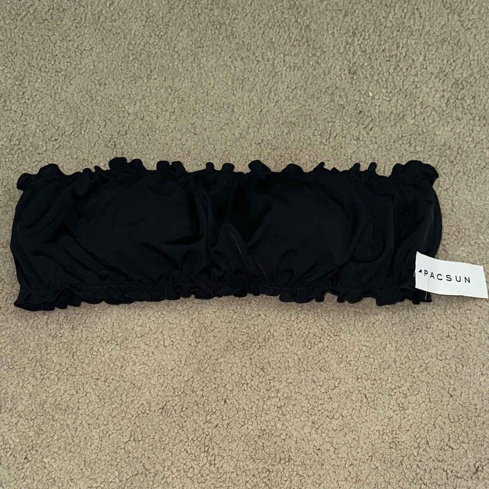 PacSun Black Ruffle Bandeau Bikini Top